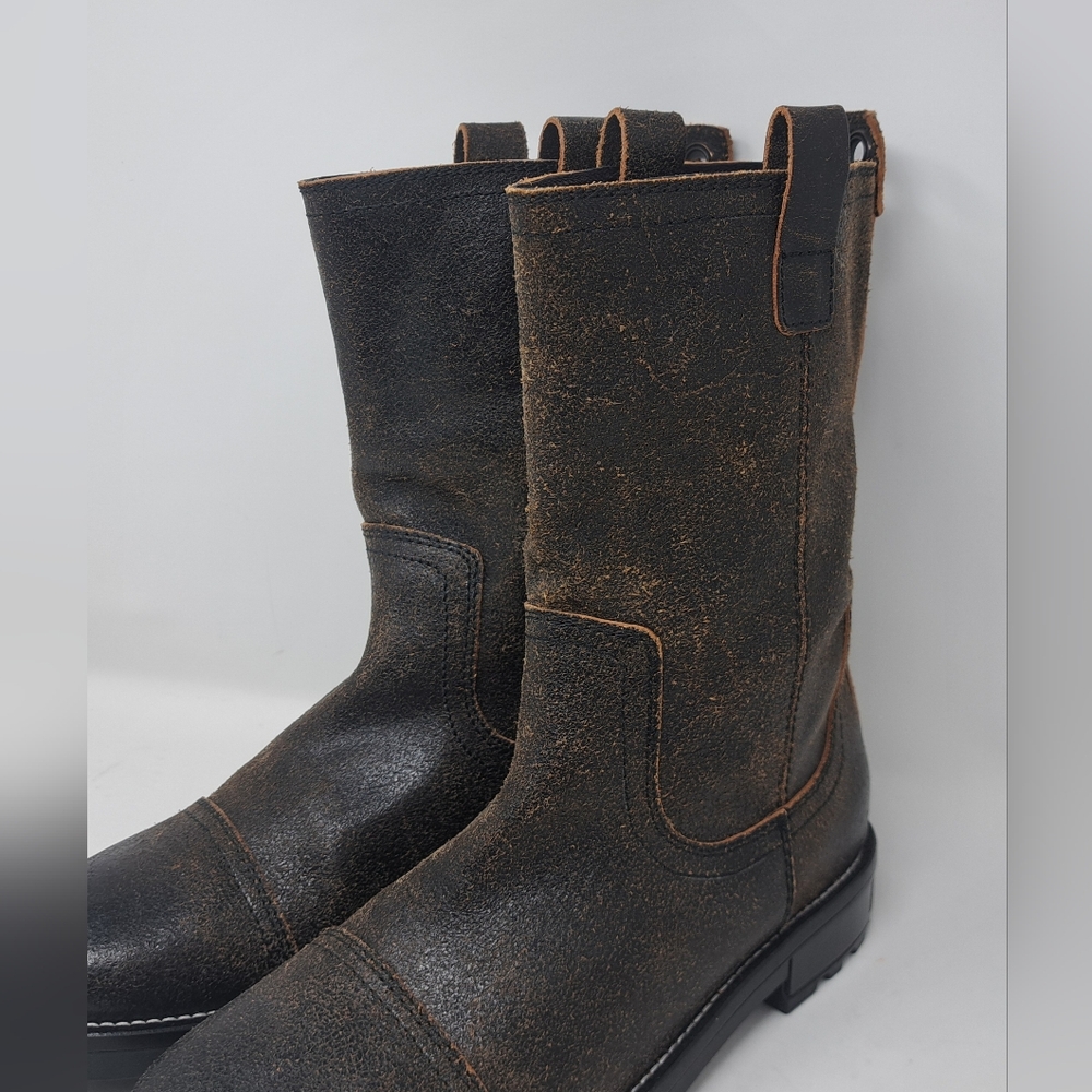 Diesel Men's Throuper Boots Biker Cowhide Leather Distressed Brown 10.5 US 44 EU - Picture 14 of 15
